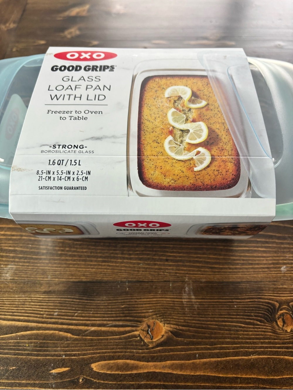 OXO Good Grips Glass Loaf Pan with Light Blue Lid - Picture 2 of 7
